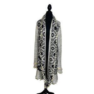 Venus Women’s Large Chic Boho Knit Cardigan Longline Faux Fur Fringe Hook&Eye